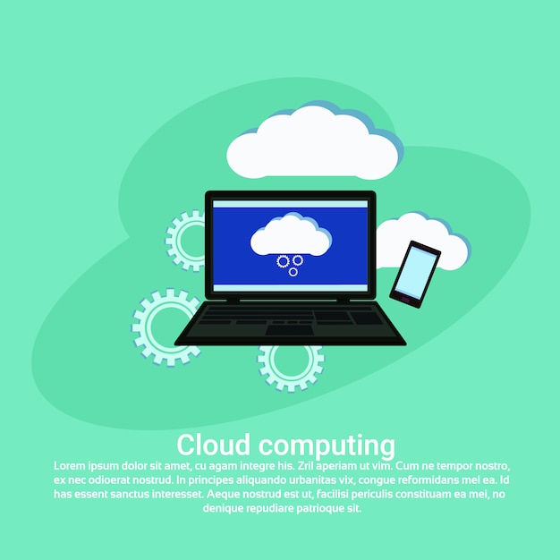 Banner di modello di archiviazione dati di servizi cloud computing web con copia spazio