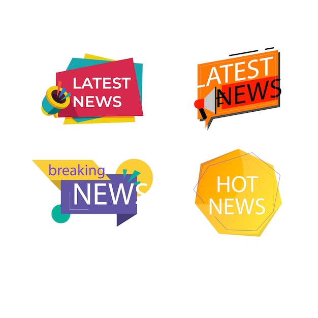Banner di notizie di breaking news Intestazioni di testo per notizie calde e trasmissioni sportive comunicazione garish vector sha
