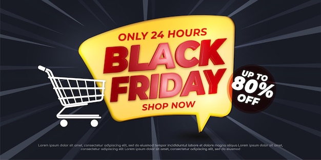 Banner di offerta speciale del Black Friday con l'icona del carrello