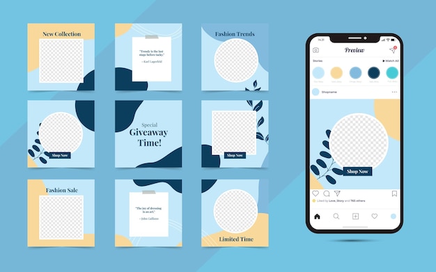 Banner di post sui social media per la promozione della vendita di moda di instagram