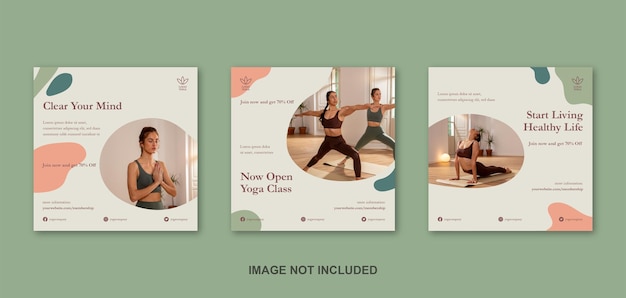 Banner di poster per social media di yoga per modello di marketing moderno