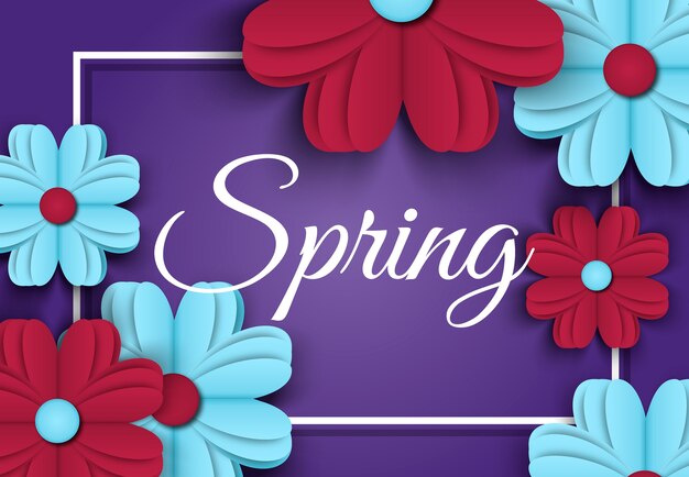 banner di primavera ritagliata bouquet floreale origami