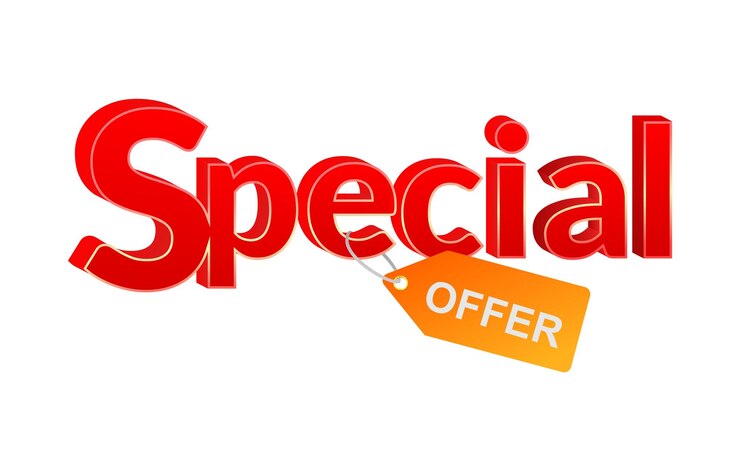 Vettore banner di promozione del testo dell'offerta speciale per promuovere la tua attività