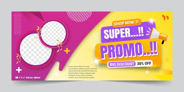 Banner di promozione della super vendita con gradiente geometrico vettoriale