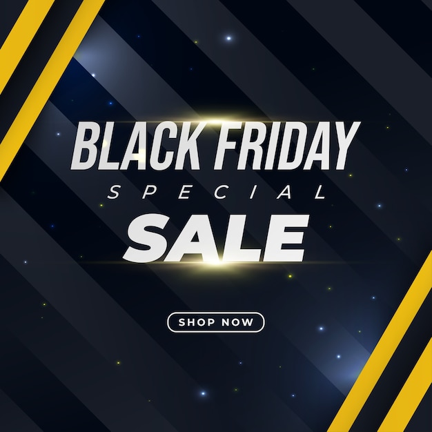 Banner di promozione della vendita del Black Friday con luce incandescente su sfondo scuro