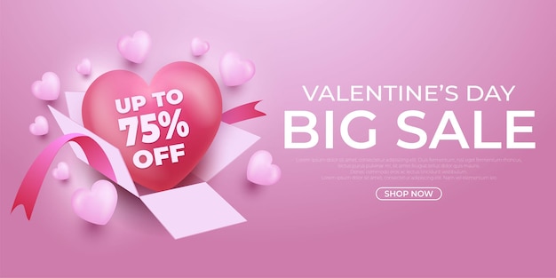 Banner di promozione vendita di San Valentino realistico