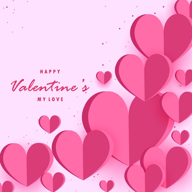 banner di san valentino nel design del cuore in stile carta