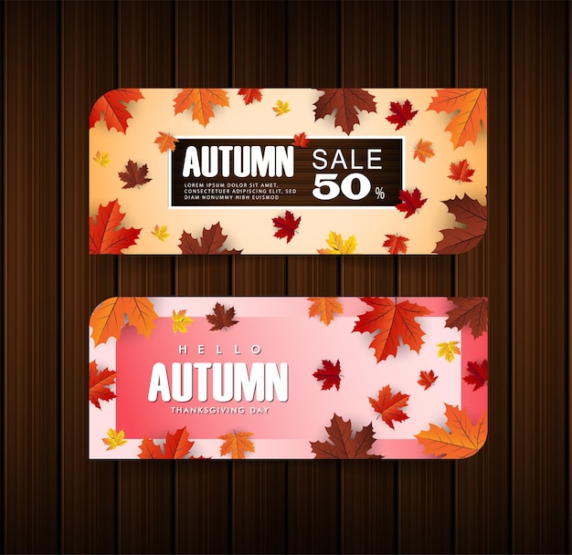 banner di sfondo foglia d'acero autunno