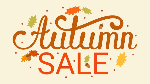 Banner di testo della vendita autunnale per la promozione dello shopping di settembre o lo sconto autunnale nel negozio