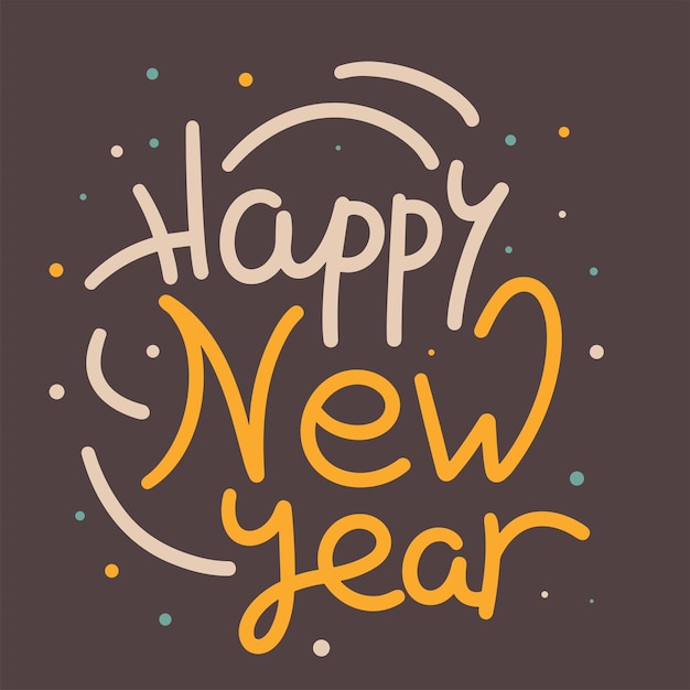 Banner di testo di Buon Anno Lettere a mano Banner quadrato o post di Buon Anno Colore