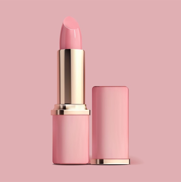 Banner di trucco realistico per la confezione del rossetto