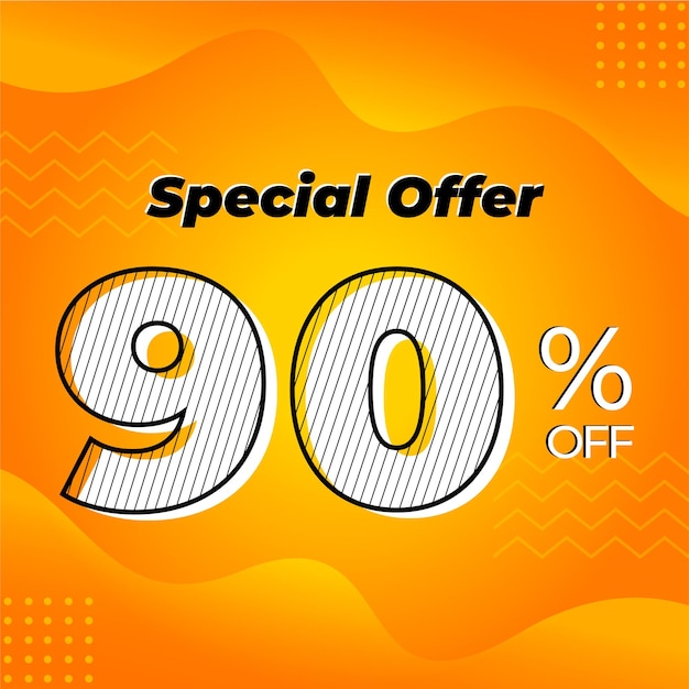 Banner di vendita con offerta speciale del 90%.