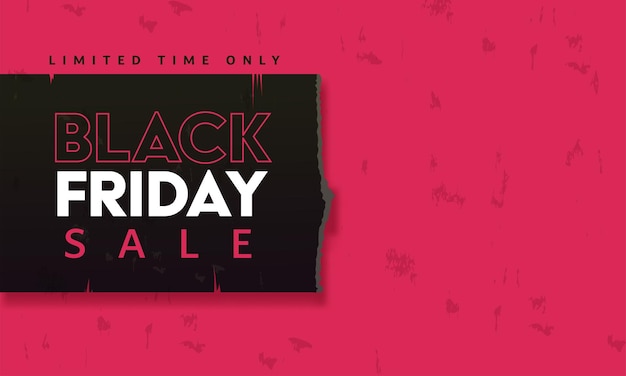 Banner di vendita di Black Friday con carta strappata su sfondo rosso di struttura del grunge