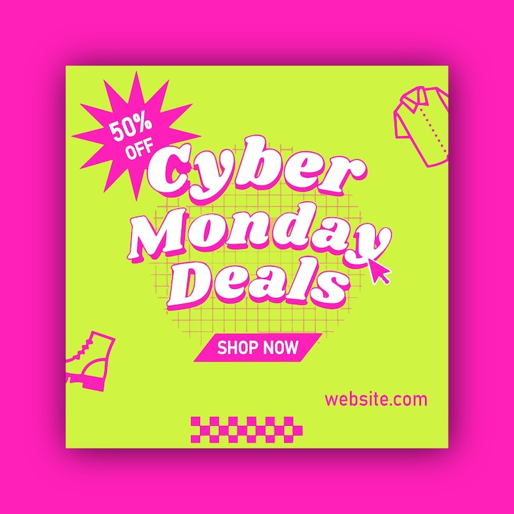 Vettore banner di vendita di cyber monday vettoriale con illustrazione di sfondo a disegno piatto