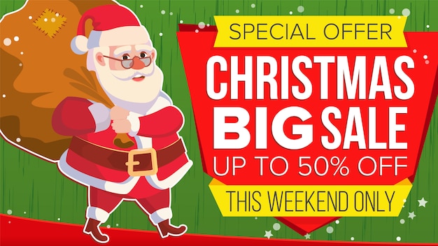 Banner di vendita di Natale con Babbo Natale
