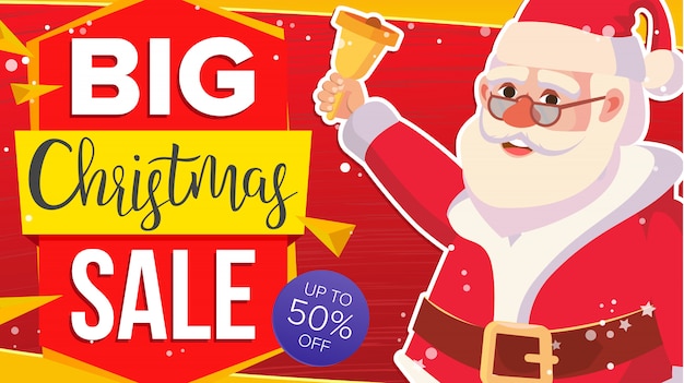 Banner di vendita di Natale con Natale classico Babbo Natale