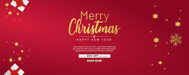 Banner di vendita di Natale e testo dorato