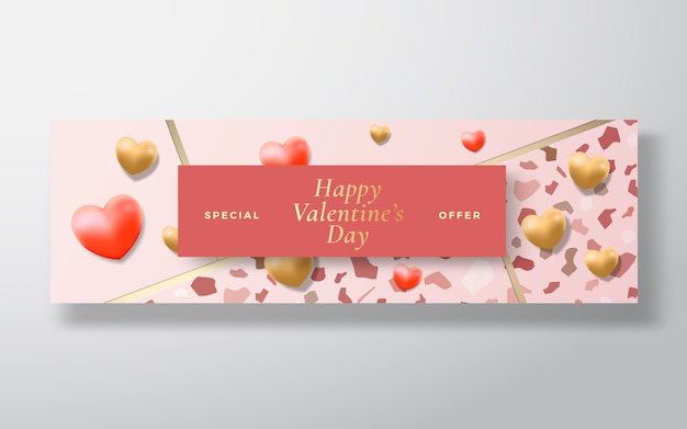 Banner di vendita di offerta speciale di San Valentino, dimensioni panoramiche