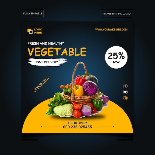 Banner di vendita di verdure o prodotti per i tuoi social media