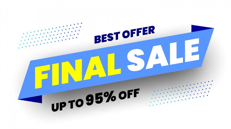 Banner di vendita finale della migliore offerta. Nastro blu.