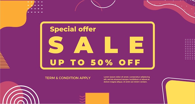 Banner di vendita sconto colorato Composizione di offerte speciali. saldi estivi, cashback Illustrazione vettoriale