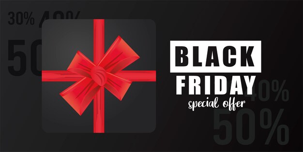 Banner di vendita venerdì nero con regalo nero