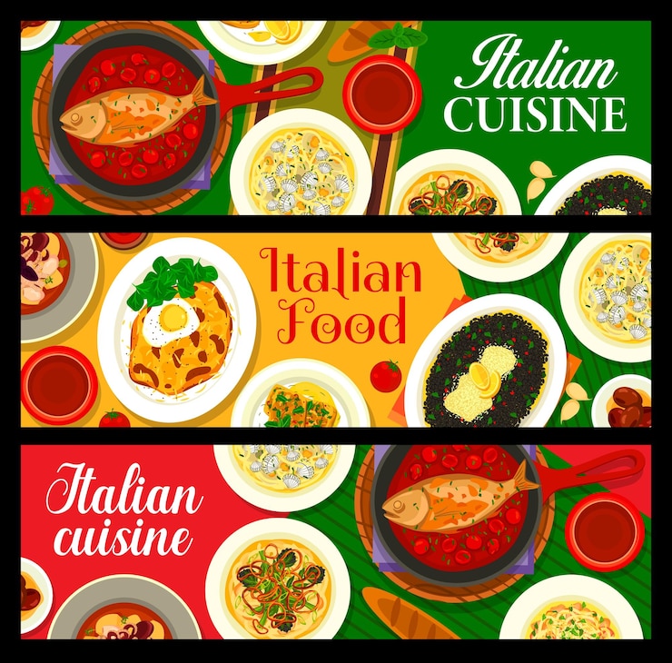 Vettore banner di vettore di cibo ristorante cucina italiana