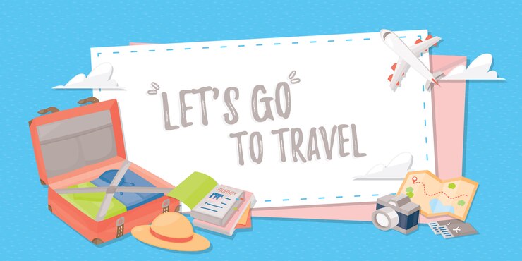 Banner di viaggio per web, poster o applicazione.