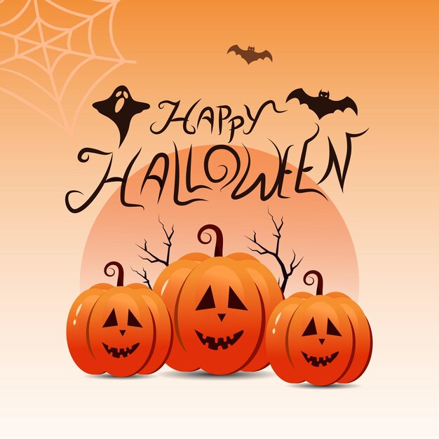 Banner di zucca di Halloween minimo 3 felice