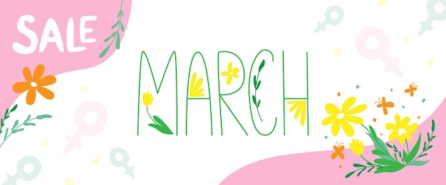 Banner e carta per il banner web di vendita di primavera della Giornata internazionale della donna