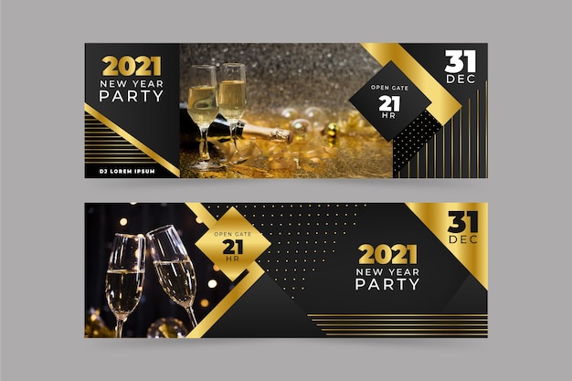 Banner festa di capodanno 2021 con foto