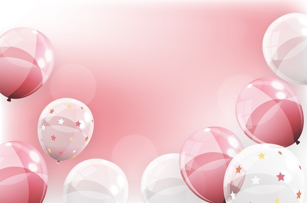 banner festivo con palloncini rosa.