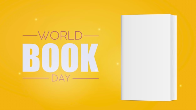 Banner giallo giornata mondiale del libro. Libro bianco bianco