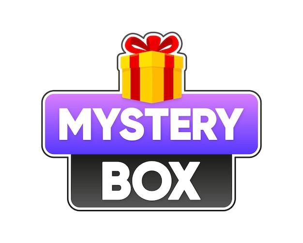 Banner Mystery Box Presente sorpresa segreta Mystery box regalo e domanda icona Illustrazione vettoriale
