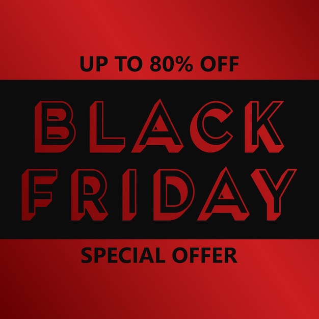Banner nero e rosso come promozione, pubblicità online, moda, poster del negozio per l'evento del Black Friday.