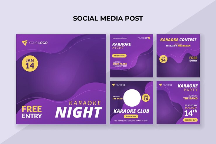 Vettore banner notturno karaoke per modello di post sui social media