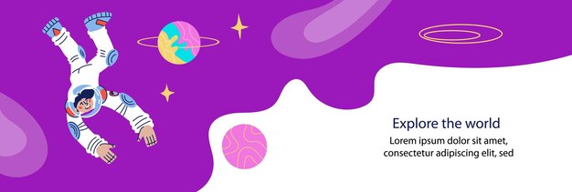 Banner o volantino Giornata della cosmonautica con l'astronauta