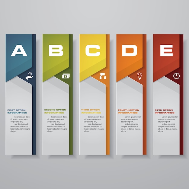 Banner opzione 5 passaggi per la presentazione.