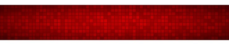 Vettore banner orizzontale astratto o sfondo di piccoli quadrati o pixel nei colori rossi