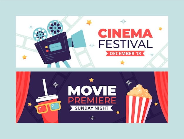 Banner orizzontale del festival del cinema design piatto