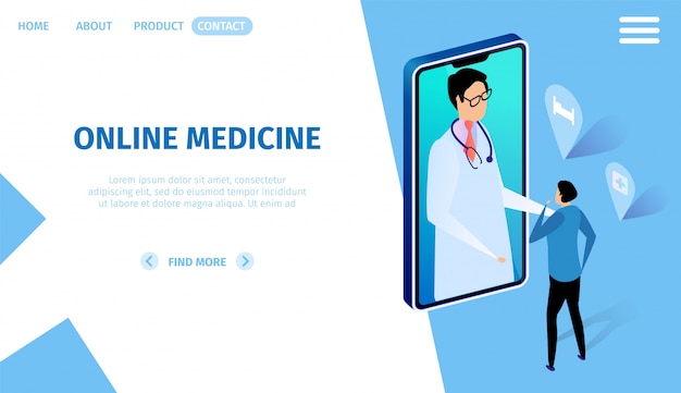 Banner orizzontale di medicina online. Consultazione.