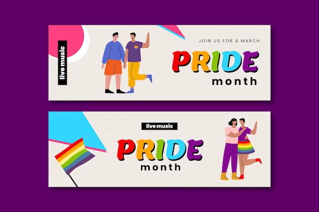 Banner orizzontale geometrico del mese dell'orgoglio