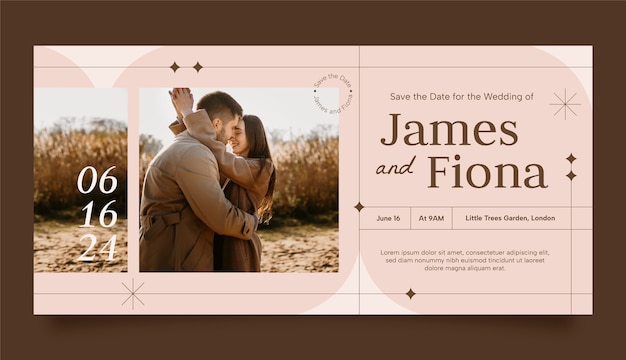 Banner orizzontale per la celebrazione del matrimonio di design piatto