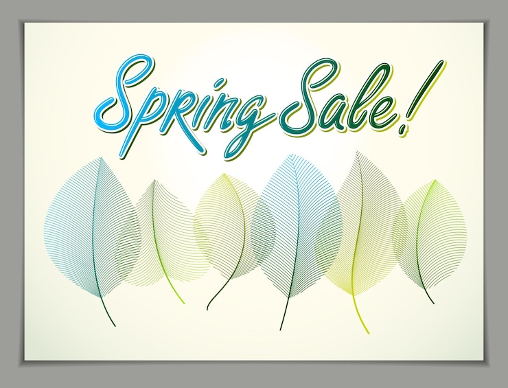 Vettore banner orizzontale primaverile, vettore verde e foglie fresche sfondo floreale bellissimo, saldi primaverili, poster pubblicitari, brochure o volantini. elegante disegno botanico di classe, ambiente.