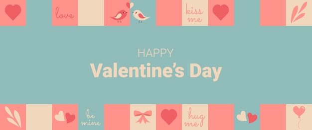 Banner per il Giorno di San Valentino Moderno design geometrico Illustrazione vettoriale