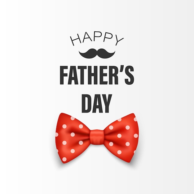 Banner per la festa del papà vettoriale Testo con papillon in seta rossa a pois realistici 3D Papillon lucido Tie Gentleman Fathers Day Holiday Concept Design Template per biglietto d'auguri Invito Stampa poster