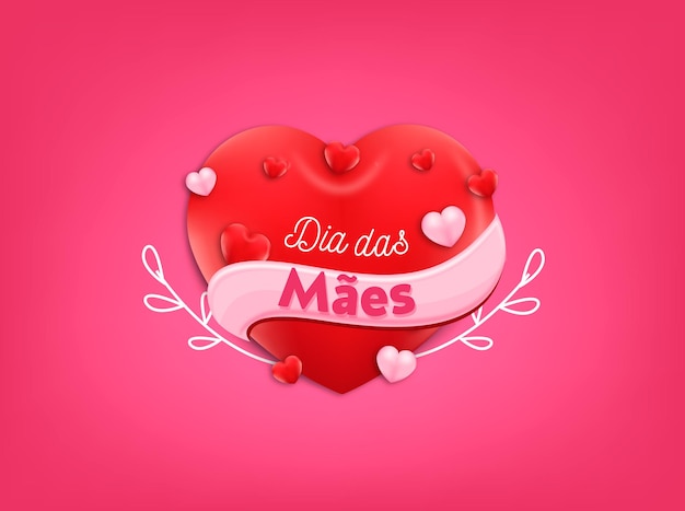 Banner per la festa della mamma con cuori Vettore Premium Brasile