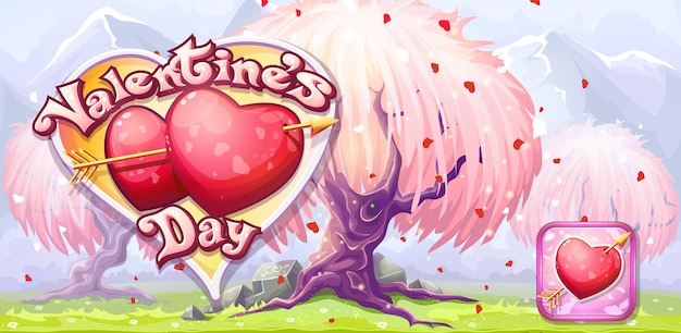 Banner per San Valentino - icona con una freccia e un cuore