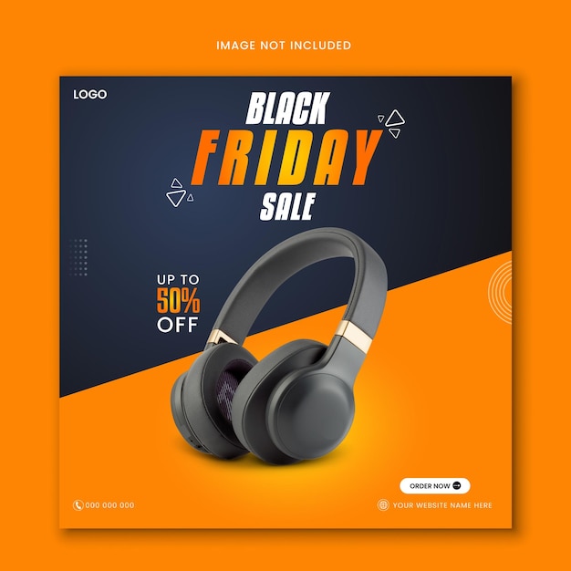 Banner per social media e banner Instagram per prodotti a marchio Black Friday per cuffie