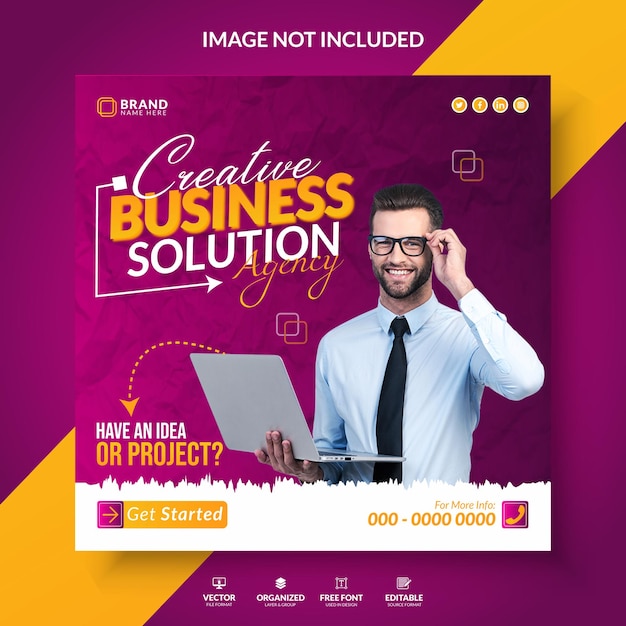 Banner promozionale dell'agenzia di marketing digitale e modello di progettazione post sui social media aziendali